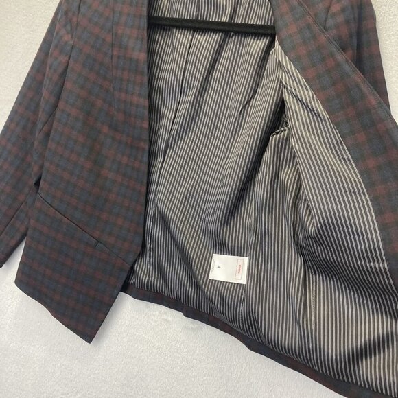 Express Open Front Blazer Womens 4 Plaid Stretch Preppy Jacket Dark Academia - Picture 9 of 10